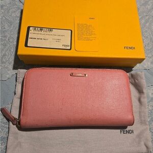 Fendi zip around continental elite pink wallet Full inclusion COA &box/dust bag